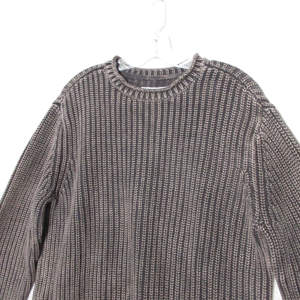 32 Bar Blues Sweater Medium Brown Ribbed Knit Cotton Roll Neck Rugged Americana